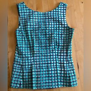 Kate Spade Tatiana Peplum Green Blue Sleeveless Top Size M